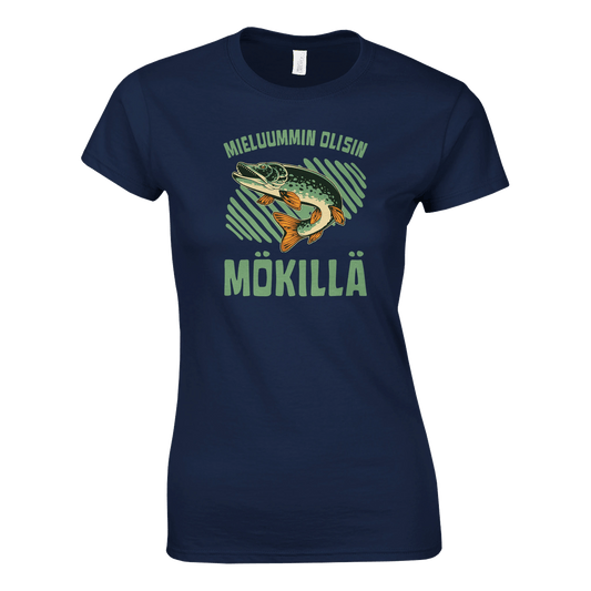 Mieluummin Olisin Mökillä, Hauki - Naisten T - paita - Mun Paita