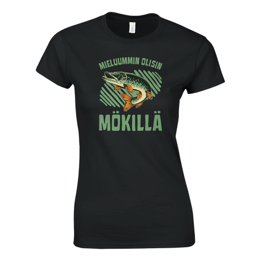 Mieluummin Olisin Mökillä, Hauki - Naisten T - paita - Mun Paita