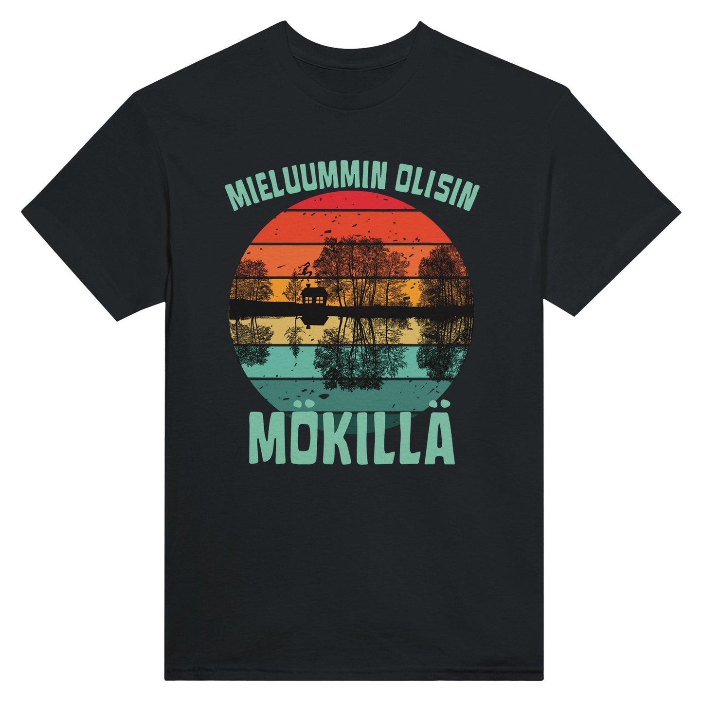 Mieluummin Olisin Mökillä Järvimaisema - 3XL - 5XL - Mun Paita