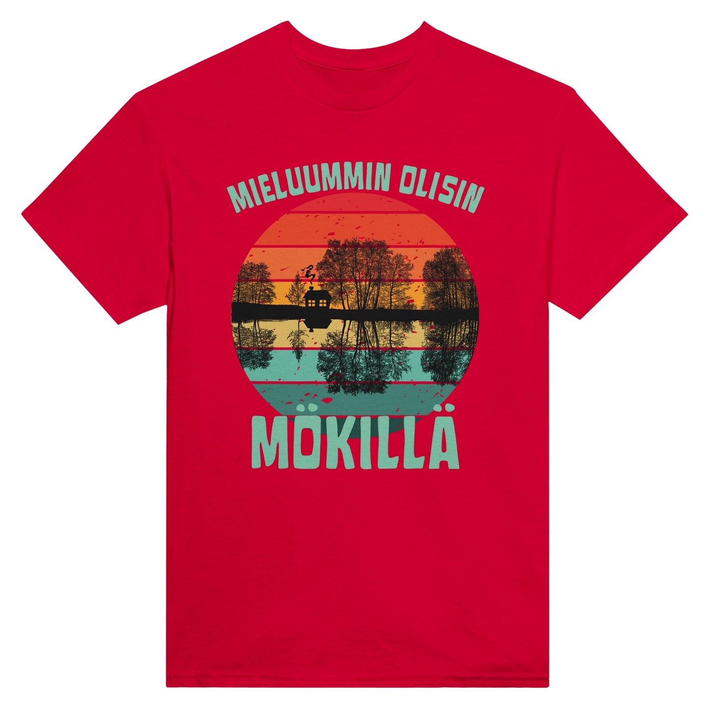 Mieluummin Olisin Mökillä Järvimaisema - 3XL - 5XL - Mun Paita