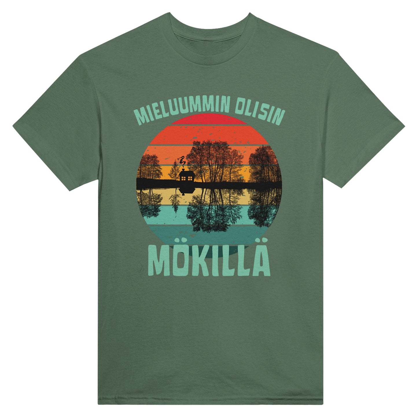 Mieluummin Olisin Mökillä Järvimaisema - 3XL - 5XL - Mun Paita