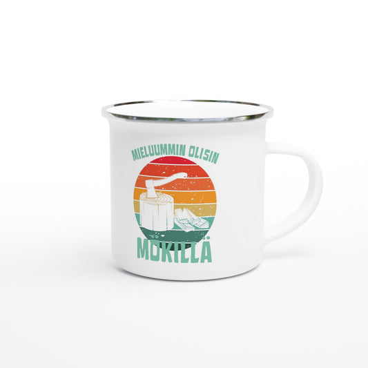 Mieluummin Olisin Mökillä Klapit - Emalimuki 3,5dl - Mun Paita