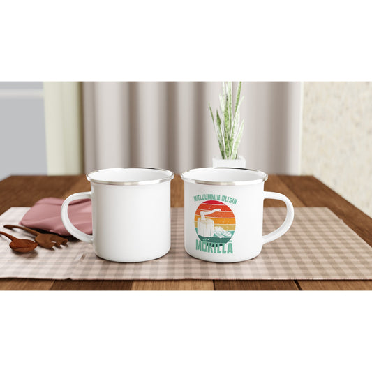 Mieluummin Olisin Mökillä Klapit - Emalimuki 3,5dl - Mun Paita