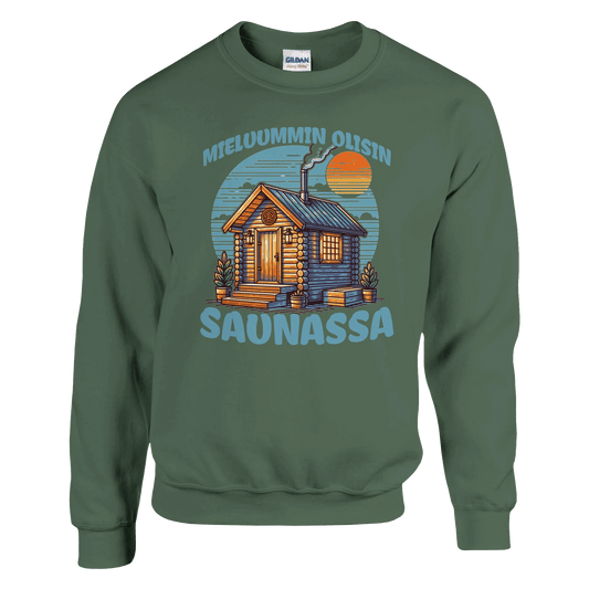 Mieluummin Olisin Saunassa v.3 - Collegepaita - Mun Paita
