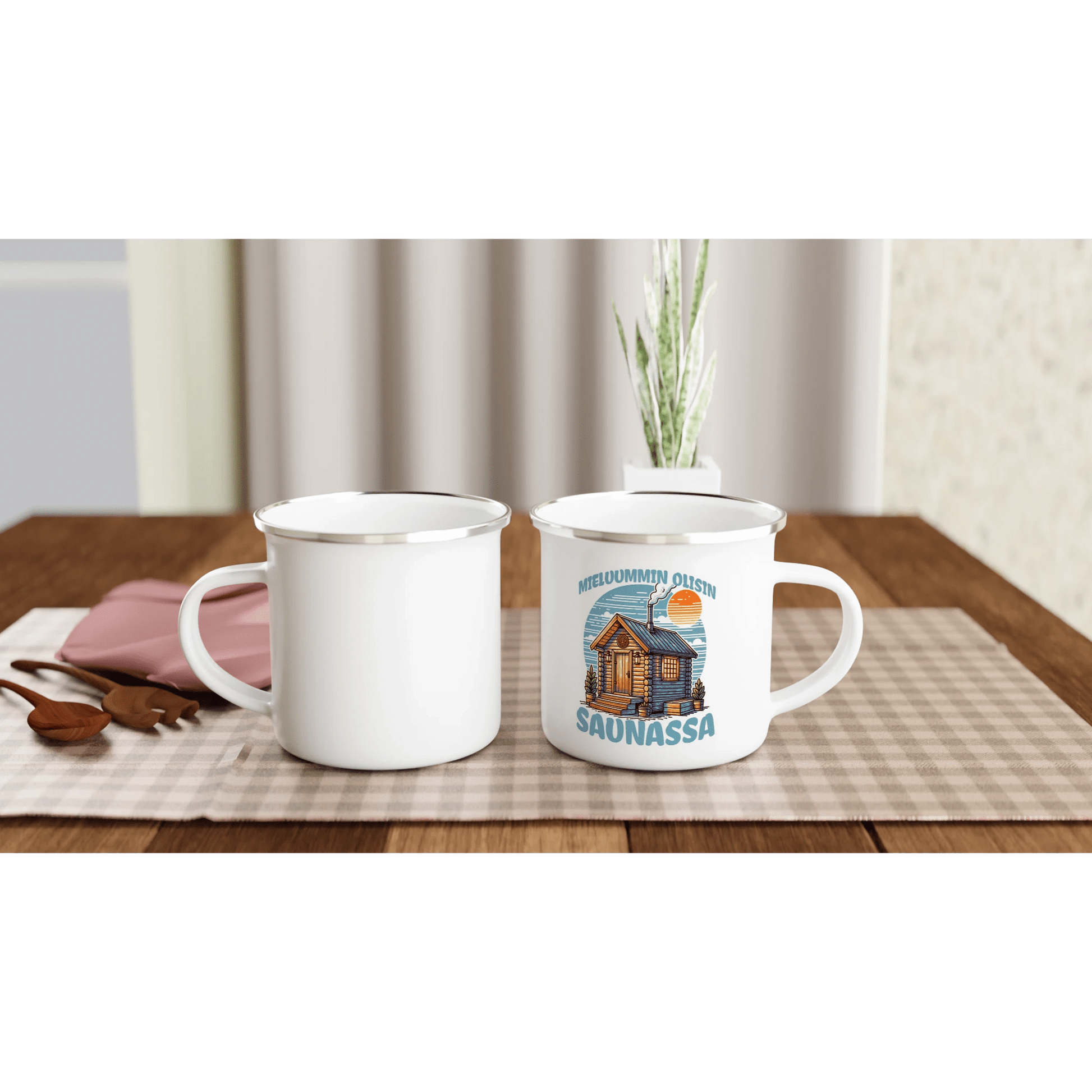 Mieluummin Olisin Saunassa v.3 - Emalimuki 3,5dl - Mun Paita