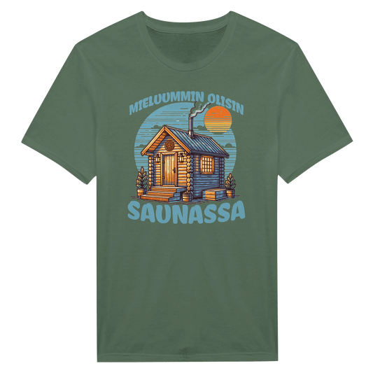 Mieluummin Olisin Saunassa v.3 - Miesten T - paita - Mun Paita