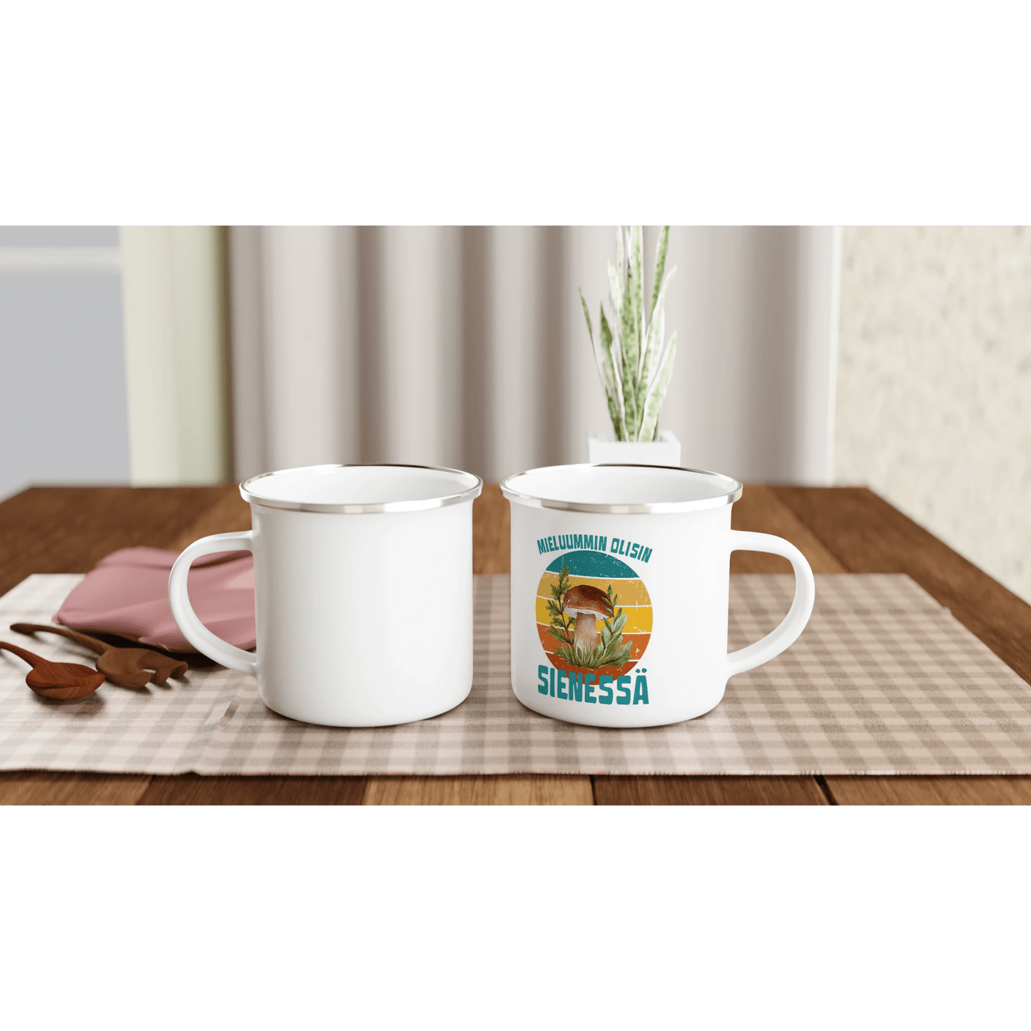 Mieluummin Olisin Sienessä, Tatti - Emalimuki 3,5dl - Mun Paita