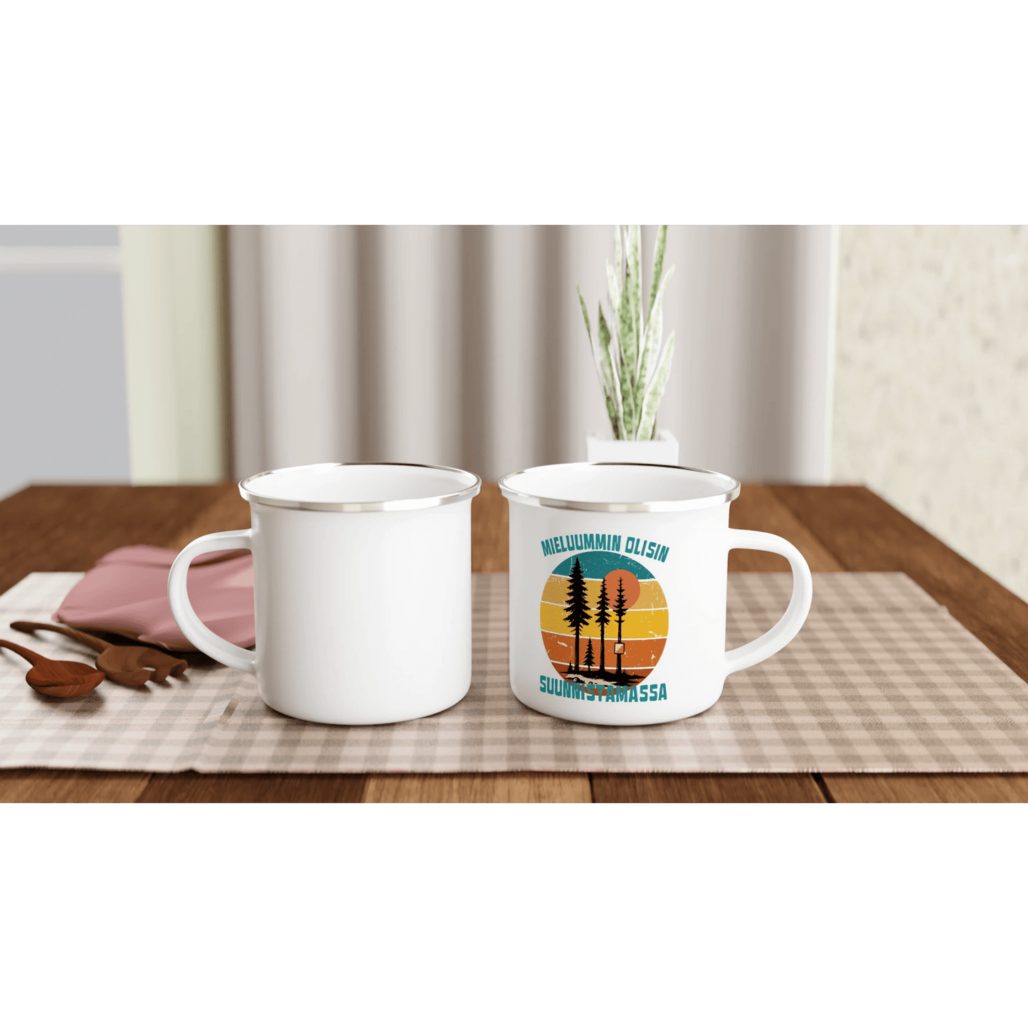 Mieluummin Olisin Suunnistamassa - Emalimuki 3,5dl - Mun Paita