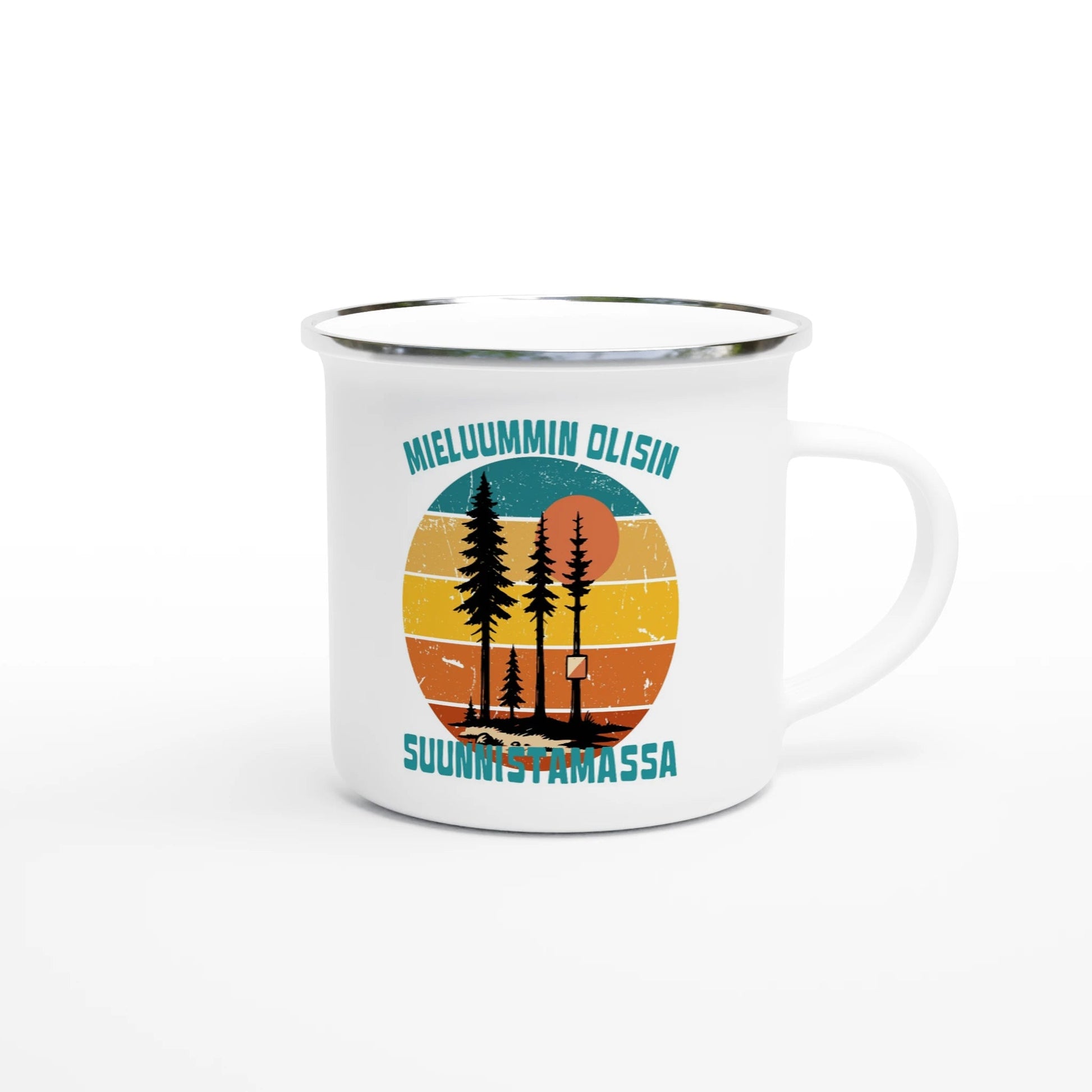 Mieluummin Olisin Suunnistamassa - Emalimuki 3,5dl - Mun Paita