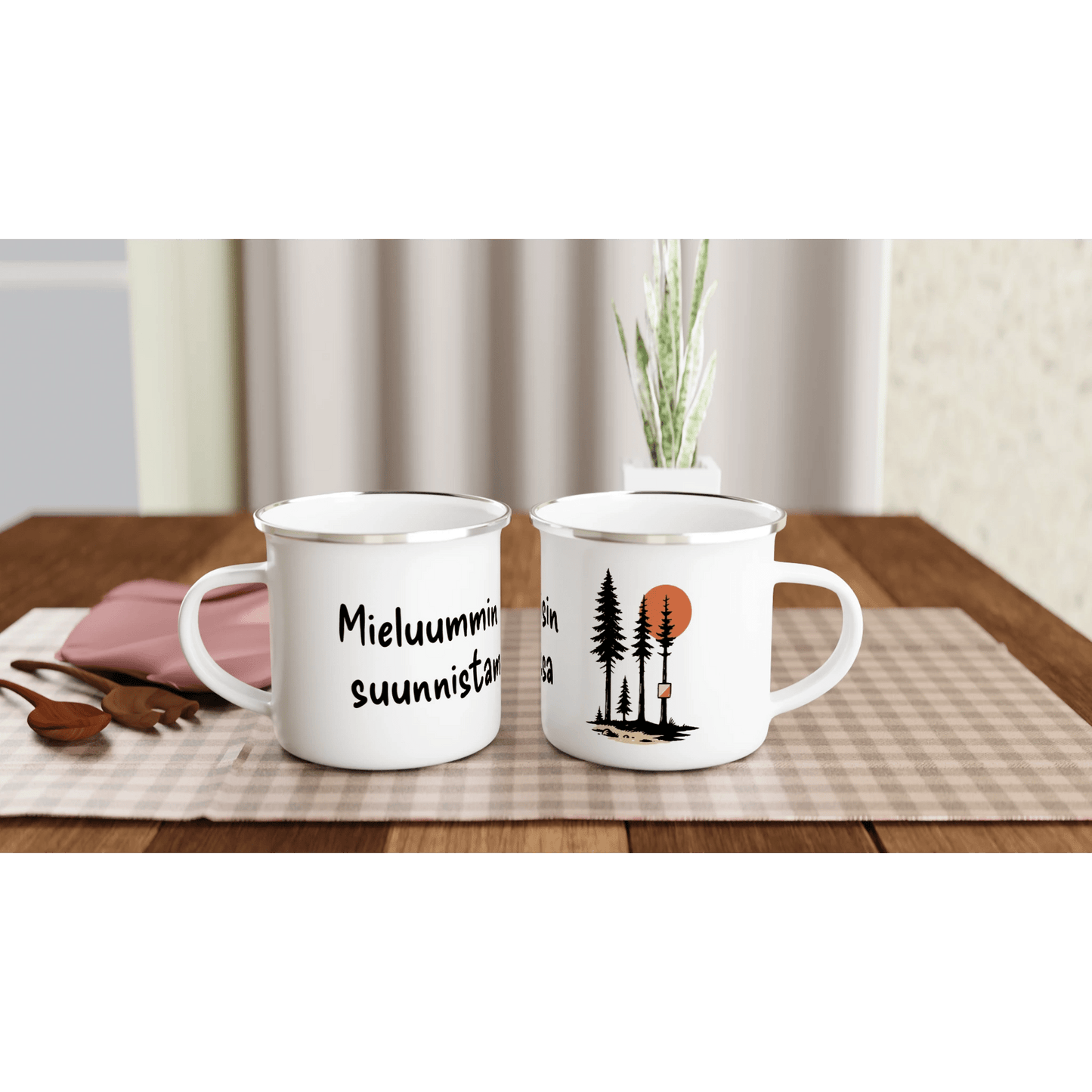 Mieluummin Olisin Suunnistamassa - Emalimuki 3,5dl - Mun Paita