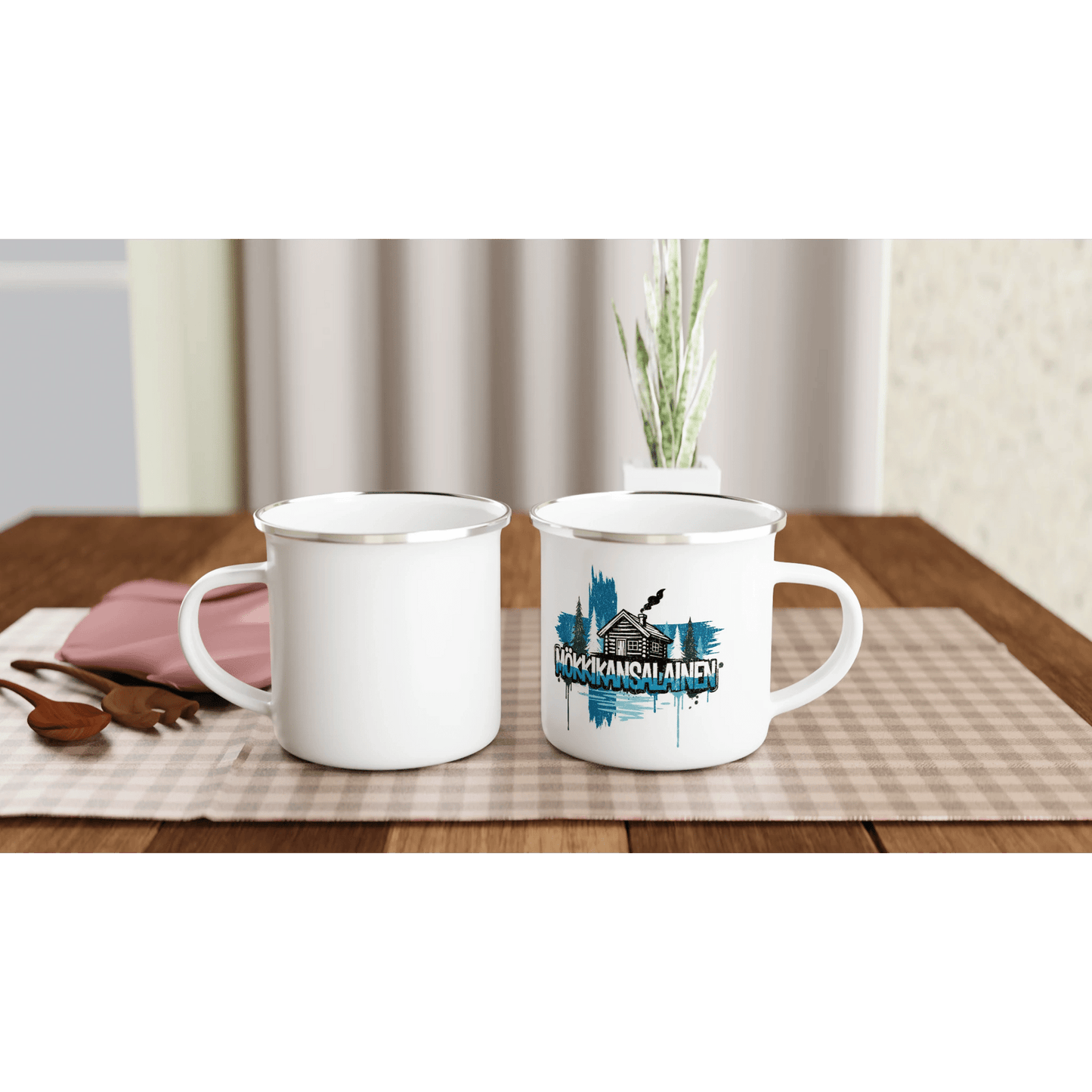 Mökkikansalainen - Emalimuki 3,5dl - Mun Paita