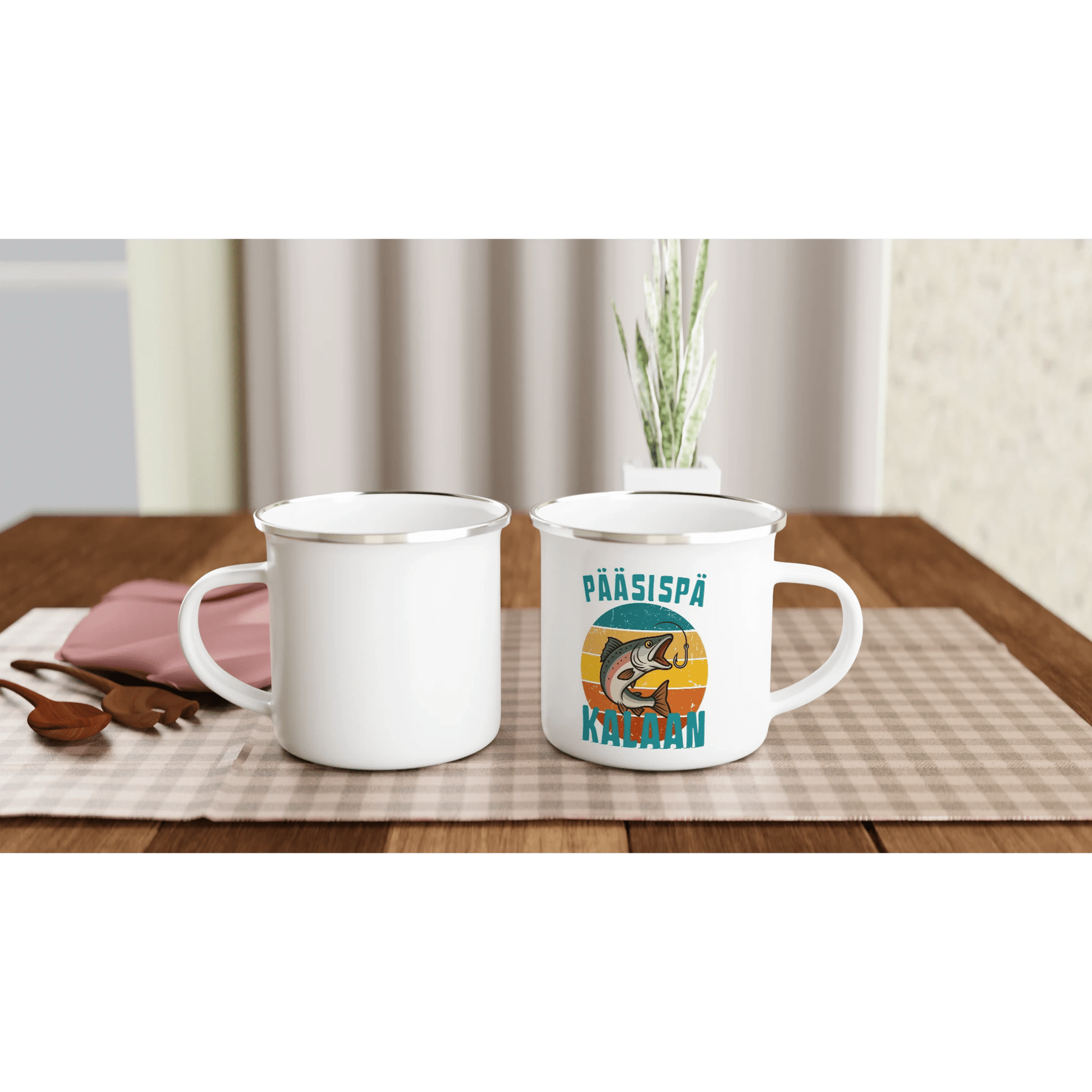 Pääsispä Kalaan | Lohi - Emalimuki 3,5dl - Mun Paita