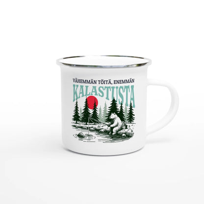 Vähemmän Töitä, Enemmän Kalastusta - Emalimuki 3,5dl - Mun Paita