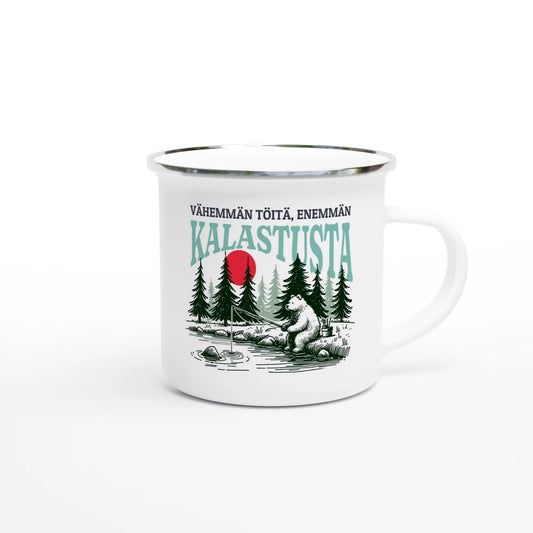 Vähemmän Töitä, Enemmän Kalastusta - Emalimuki 3,5dl - Mun Paita